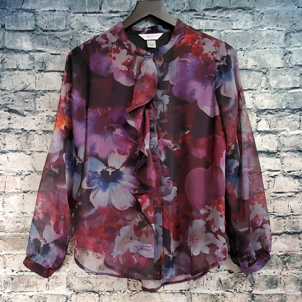 Christopher & Banks | Boho Floral Ruffled Blouse